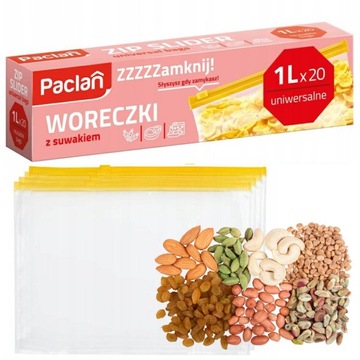 Worki uniwersalne z suwakiem zamkiem strunowe na mrożonki 1L 20 sztuk