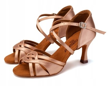 BUTY DO TAŃCA TANECZNE LATINO DELIKATNE SKIN 7,5cm