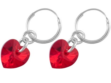 VERSIL kolczyki koła 10 mm serca Swarovski SREBRO
