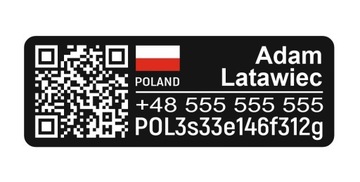 Tabliczka / naklejka na drona - aluminium - JAKOŚĆ