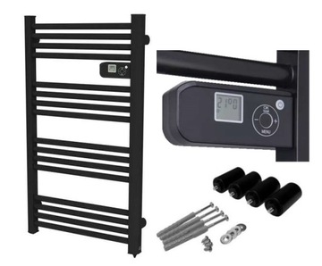 Grzejnik łazienkowy elektryczny Goodhome 500 W 55 x 98 mm czarny