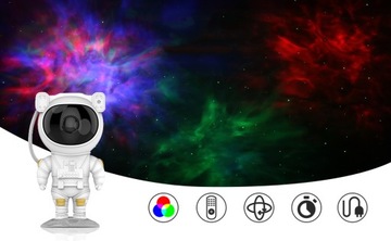 PROJEKTOR GWIAZD LAMPKA NOCNA LED ASTRONAUTA DLA DZIECI Z PILOT