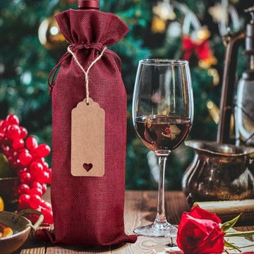 12 шт. ДЖУТОВЫЕ СУМКИ ДЛЯ ВИНА, ДЖУТОВЫЕ СУМКИ ДЛЯ БУТЫЛОК ВИНА С ЭТИКЕТКАМИ