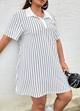 SHEIN PLUS SIZE SUKIENKA BIAŁA W PASKI 46 1V7A