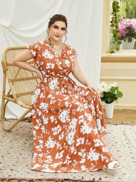 SHEIN PLUS SIZE SUKIENKA POMARAŃCZOWA BOHO 52 V7C