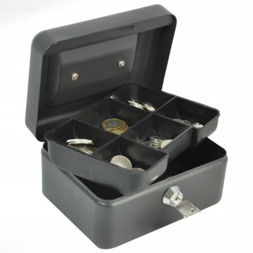 Металлический ящик для купюр, монет, сейф с ключом.