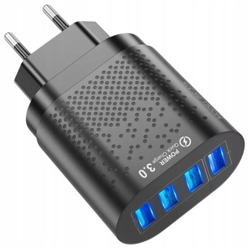 БЫСТРОЕ СЕТЕВОЕ ЗАРЯДНОЕ УСТРОЙСТВО 4X USB QC 3.0 КАБЕЛЬ 3в1