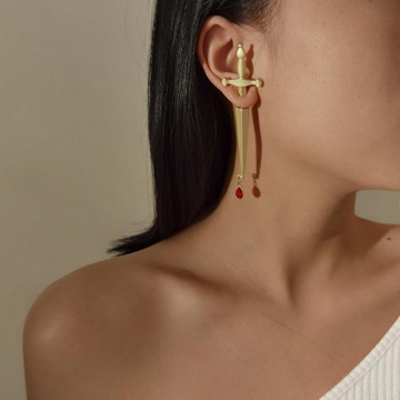 Готические серьги с одним крестом в модном стиле ретро Cool Gold.