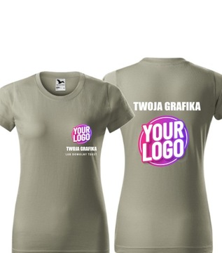 Koszulka damska t-shirt z kolorowym NADRUKIEM własnego logo 134