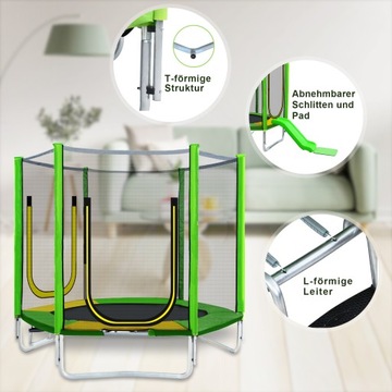 Батут садовый, детский батут, лестница 3в1 213 см 7FT