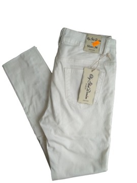 Białe spodnie damskie z koralikami Cygaretki 36 S