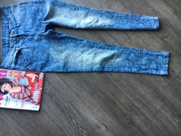 esmara spodnie dżinsy rozciągliwe rurki wzorek 38