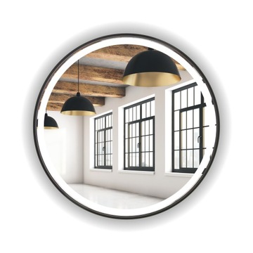 LUSTRO OKRĄGŁE CZARNE LED 60 CM PIASKOWANE