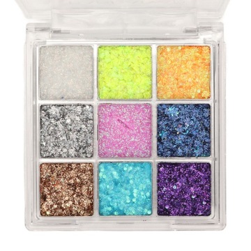 Палитра теней с блестками 9 цветов.