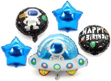 BALONY FOLIOWE URODZINY CHŁOPCA ZESTAW KOSMOS x5
