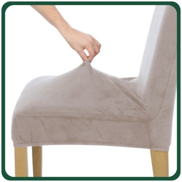 ZESTAW 4SZT. POKROWCE POKROWIEC NA KRZESŁO CHŁODNY BEŻ WELUR ELASTCZYNY