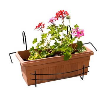 UCHWYT KOSZ NA SKRZYNKĘ METALOWY WIESZAK NA DONICZKĘ CZARNY 50cm