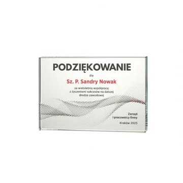 Nagroda firmowa szklana prezent z nadrukiem logo