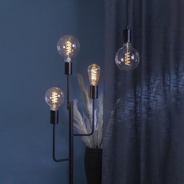 Kabel w oplocie tekstylnym sznur do żarówki E27 z CZARNĄ oprawką 350 cm