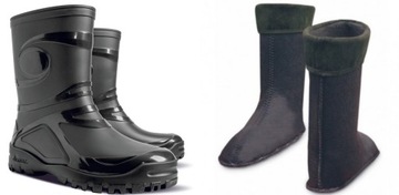 CZARNE KALOSZE OCIEPLANE GUMOWCE OCIEPLAC FILCOWY