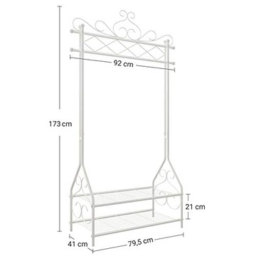 Винтажная вешалка для одежды и вешалка со штангой для одежды и 2 металлическими полками.