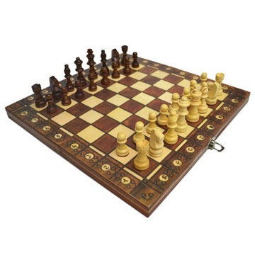 Drewniane warcaby składane magnetyczne 3 w 1