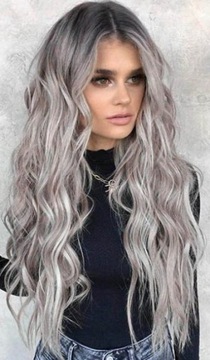 ПАРИК серые волны BLONDE ombre MATTE FREE кепка