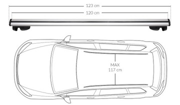 KUFR STŘEŠNÍ NOSNÍKU ALU 123 CM NA STŘEŠNÍ NOSIČ DAEWOO NUBIRA KOMBI 1997-2012