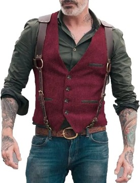 Mens Vests Tweed Waistcoats Herringbone Workwear S