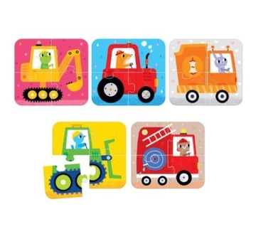 Набор из 5 МАШИН-ПАЗЗЛОВ Подарок мальчику/девочке от 2 лет.