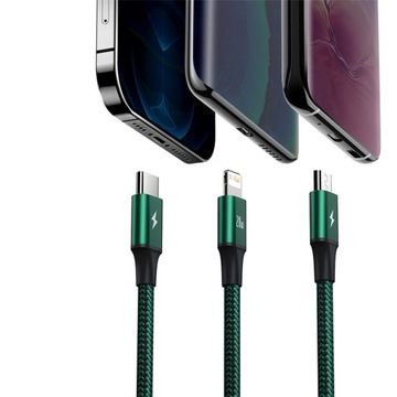 КАБЕЛЬ BASEUS ДЛЯ IPHONE 3IN1 USB TYPE C НА MICRO USB LIGHTNING QC 20 Вт 1,5 М