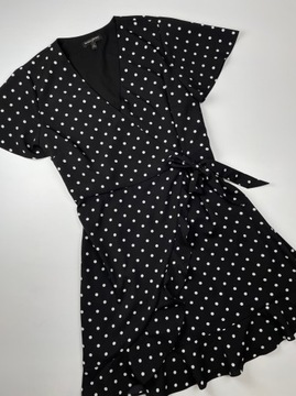 Sukienka czarna w groszki z falbanką retro BANANA REPUBLIC r. M (6)