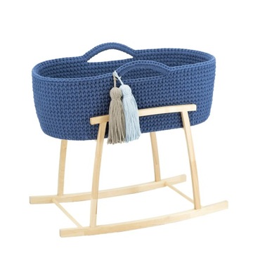 Kosz Mojżesza- Like Moses - Jeans Blue + bujak drewniany