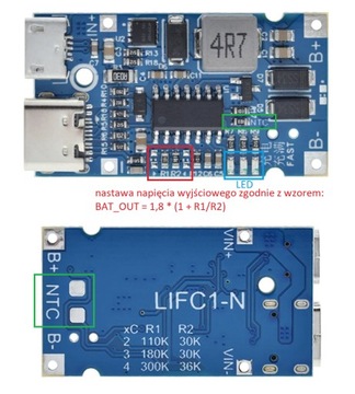 Ładowarka akumulatorów 5S 18W Li-ion (21V) lub LiFePO4 (18V) USB-C / 0105