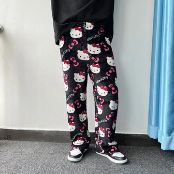 ЖЕНСКИЕ ПЛОТНЫЕ ТЕПЛЫЕ ФЛАНЕЛЕВЫЕ ПИЖАМНЫЕ БРЮКИ HELLO KITTY, МЯГКИЕ, УДОБНЫЕ