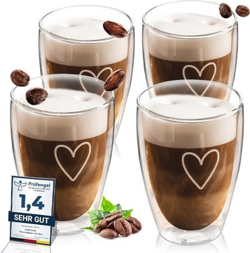 ElbFuchs szklanki do cappuccino do latte 4x 350ml Q144