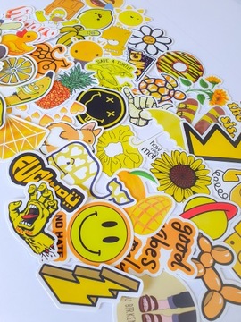 WLEPY ŻÓŁTE Zestaw naklejek STICKER bomb MIX 50szt