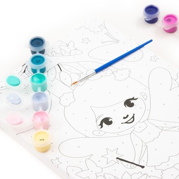 Kidea MALOWANIE PO NUMERACH MAGIC płótno+farby+pędzel w zestawie WRÓŻKA