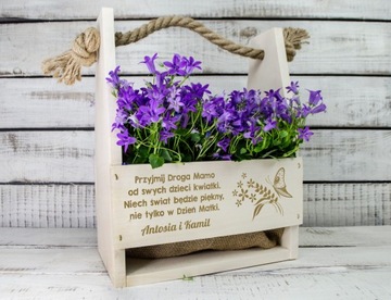 ЦВЕТОЧНАЯ КОРОБКА ЦВЕТОЧНЫЙ ГОРШОК С ГРАВИРОВКОЙ ПОДАРОК ​​НА ДЕНЬ МАТЕРИ ГРАВИРОВКА ДЛЯ МАТЕРИ
