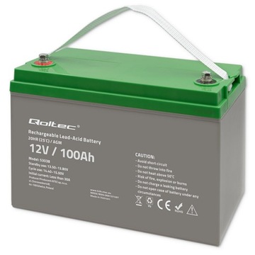 Qoltec Akumulator AGM 12V 100Ah max 1200A 28.1kg