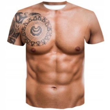 T-shirt Z Nadrukiem Mięśni 3D Letnie Koszulki
