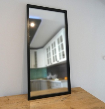 DUŻE Lustro wąska czarna rama 3cm MDF 60x60