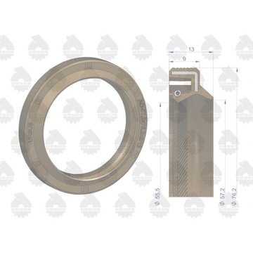 Pierścień uszczelniający uszczelniacz simering 2-wargowy wału przedni 57.2x