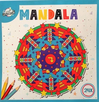 Kolorowanka mandala dla dzieci 20x20cm Pojazdy