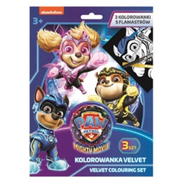 ZESTAW AKSAMITNYCH KOLOROWANEK + FLAMASTRY 8 ELEM KOLOROWANKA PSI PATROL
