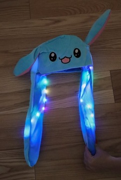 ПЛЮШЕВАЯ ШАПКА ДВИЖУЩИЕСЯ УШИ СВЕТОДИОД ПИКАЧУ Синий Кролик ПАСХА