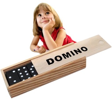 СЕМЕЙНАЯ КОРОБКА ДЛЯ ИГРЫ ДОМИНО, 28 ДЕРЕВЯННЫХ БЛОКОВ