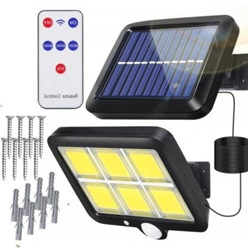 LAMPA SOLARNA LED Z CZUJNIKIEM RUCHU I ZMIERZCHU + PILOT OSOBNY PANEL