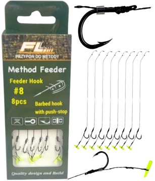 Przypony do method feeder hak nr10 PUSH STOP 8szt
