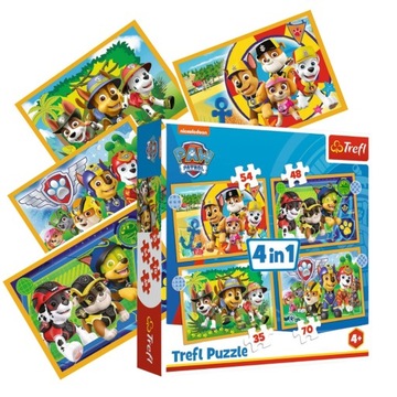 Puzzle Wakacyjny PSI PATROL 4w1 Trefl 4 Niezależne Układanki 4+
